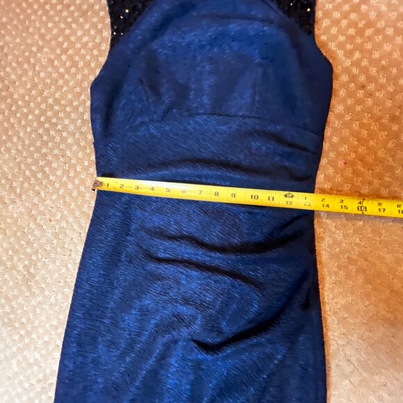 Xscape Navy Black Cocktail Fitted Knee Length Formal Dress SZ 8 Wedding Party - Picture 10 of 15